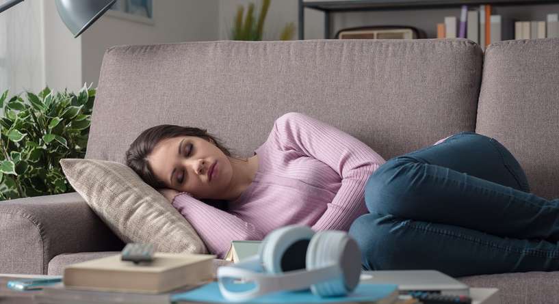 Furniture, Couch, Person