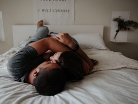 Bed, Furniture, Person